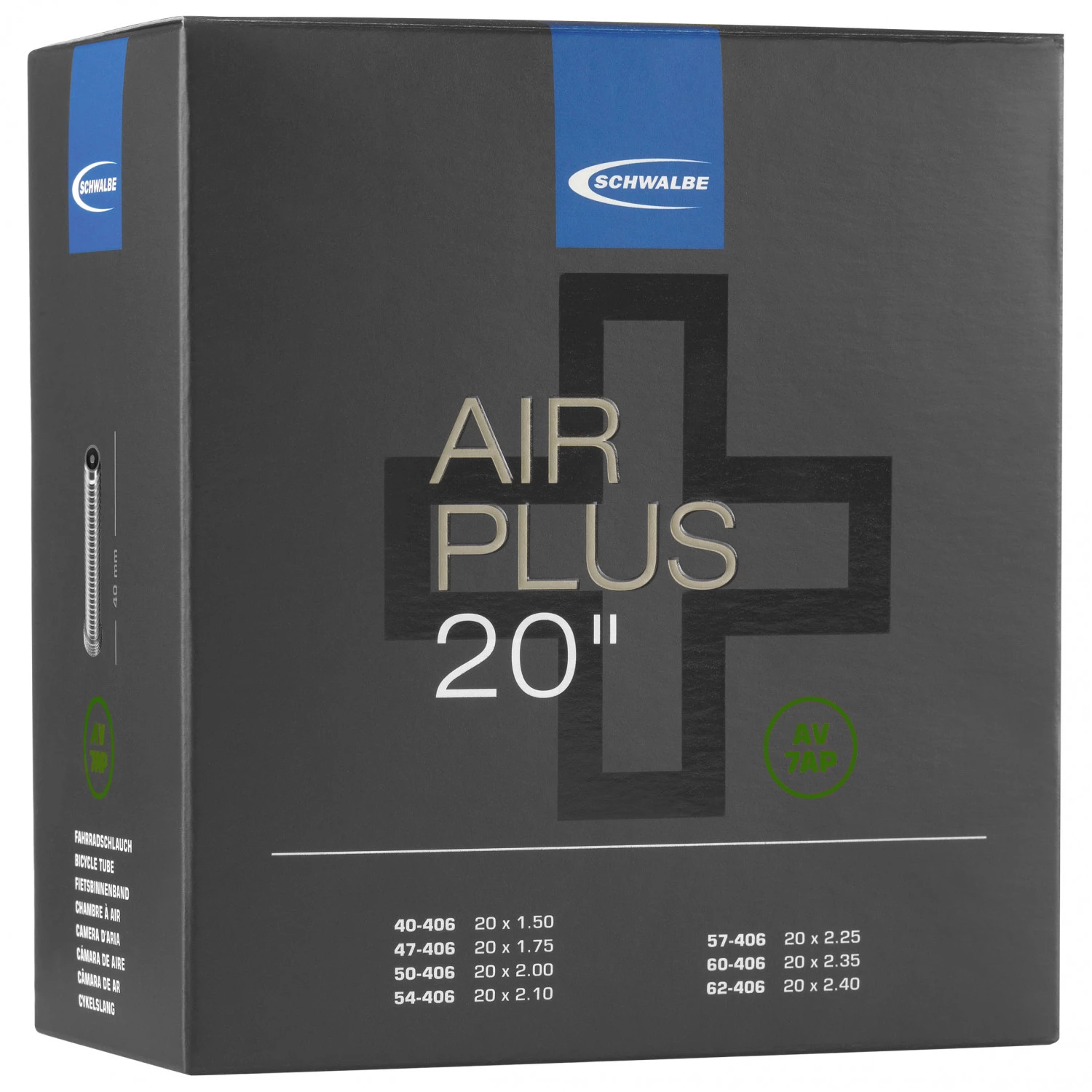Schwalbe - 20'' Schlauch Nr. 7 AP Air Plus 40/62-406 - Chambre à air pour vélo 1 Schwalbe - 20'' Schlauch Nr. 7 AP Air Plus 40/62-406 - Chambre à air pour vélo